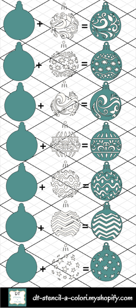 STENCILINI 10X10 CHRISTMAS BALLS DOPPIA BATTUTA TAGLIATI SINGOLI