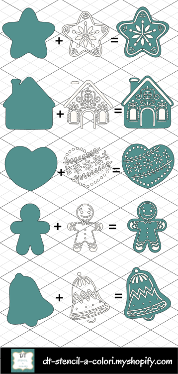 STENCILINI 10X10 CHRISTMAS COOKIES DOPPIA BATTUTA TAGLIATI SINGOLI