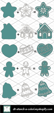 STENCILINI 10X10 CHRISTMAS COOKIES DOPPIA BATTUTA TAGLIATI SINGOLI