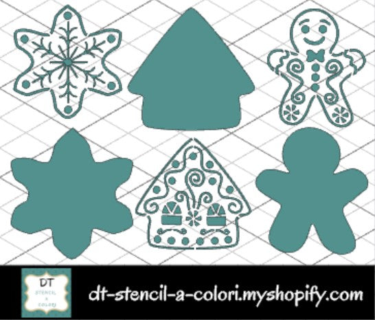 S321 GINGERBREAD COOKIES STENCIL DOPPIA BATTUTA