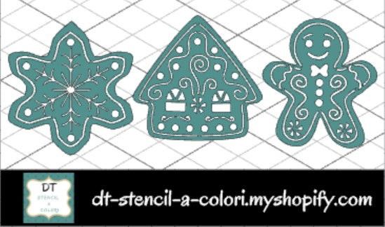 S321 GINGERBREAD COOKIES STENCIL DOPPIA BATTUTA