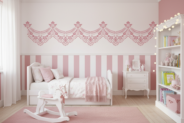 Cameretta stencil rosa cipria
