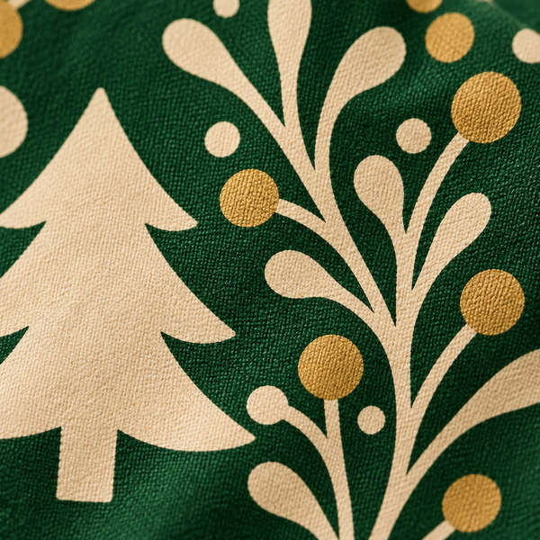 Dettaglio macro dello stencil crema e oro sulla shopper verde