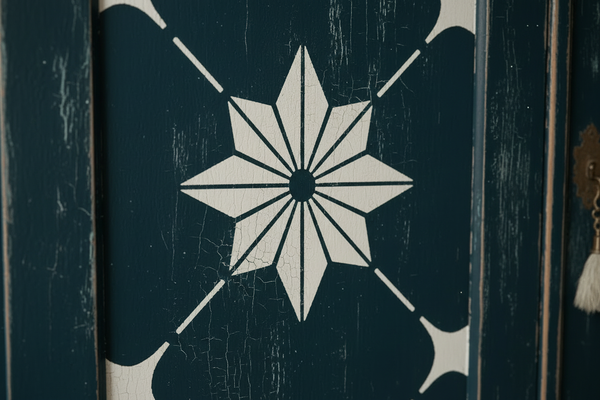 Macro dettaglio stencil con pennellate visibili