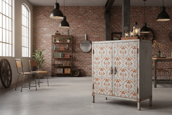 Mobile industrial color ruggine ambientato