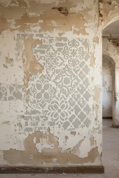 Quadro Parete Délabrée Stencil Cementine