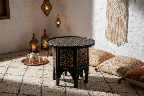 Tavolino moresco in ambiente boho-chic